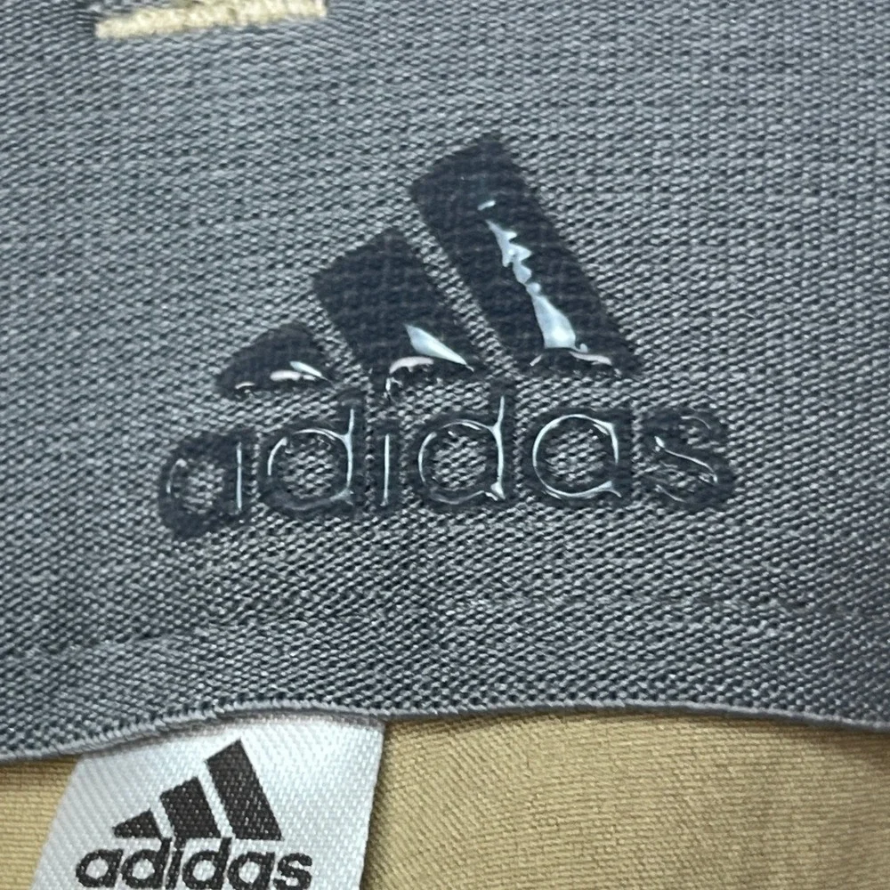 Adidas Ultimate365 Golf Shorts Men 34 Tan Stretch Waistband Primegreen 3 Stripes